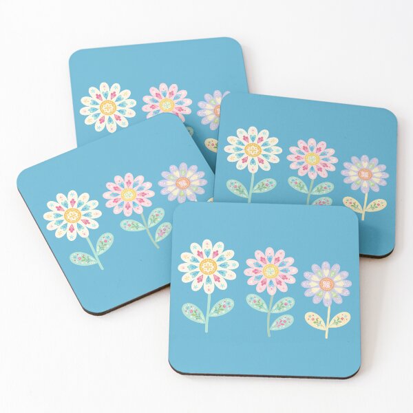 Item preview, Floral Folk Art Daisy Trio – Scandinavian Folk Art by heidiannemorris © designed and sold by FOLK ART FUSION by heidiannemorris.