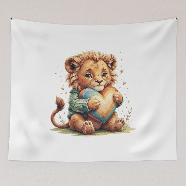 Item preview, Cute Vintage Lion Holding Rainbow Heart Subtle Pride Self Love designed and sold by AQUILAKREO.