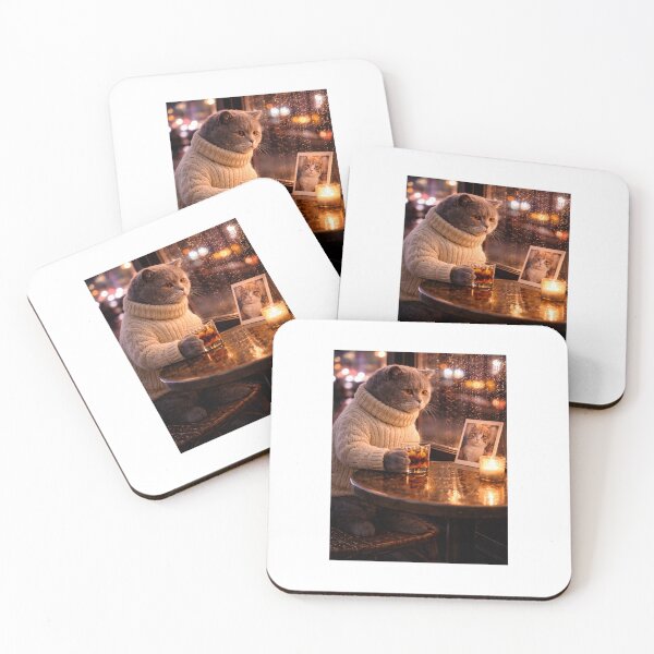 Item preview, Lonely Cat with Memory Photo – Rainy Night Emotional Scene designed and sold by LovelyCatGalaxy.