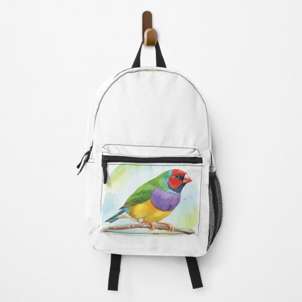 Item preview, Red-Headed Gouldian Finch Watercolor Art - Colorful Bird Illustration designed and sold by Stick-Shop9.