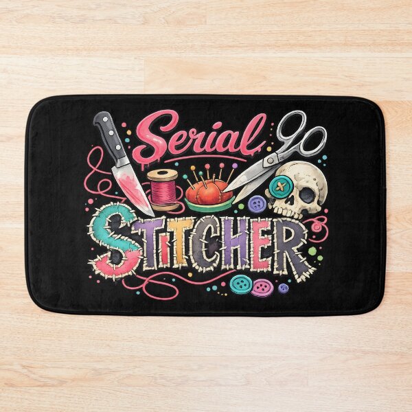 Item preview, Serial Stitcher – Dark Sewing Humor Design designed and sold by blankTeeShirt.