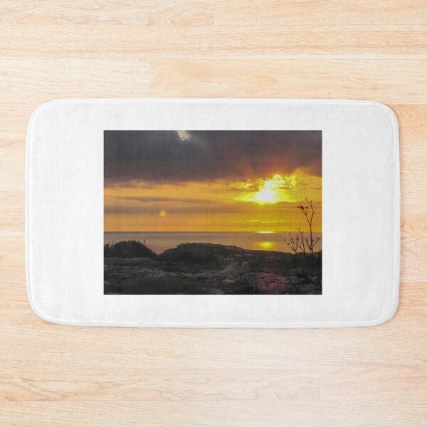 Item preview, Golden Sunset Over Calm Sea With Coastal Silhouette and Dramatic Cloudy Sky at Dusk designed and sold by Nmallia.