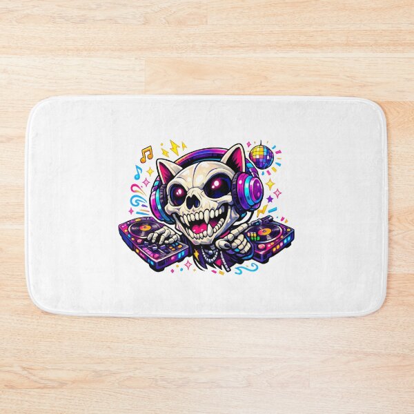 Item preview, Cat Skull Neon DJ designed and sold by LuveraxArt.