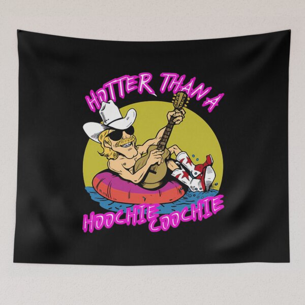 Item preview, Hotter Than A Hoochie Coochie Funny Cartoon Country Guitar Meme Summer Classic T-Shirt designed and sold by Rhastasnixon.