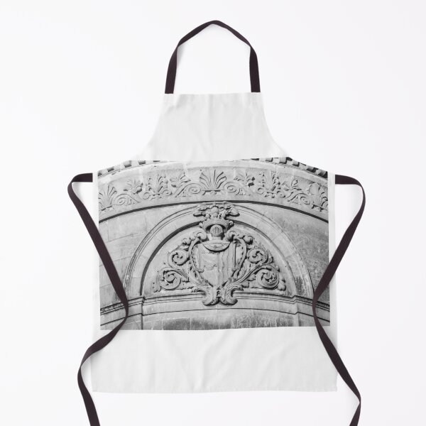 Item preview, Stone Architectural Crest And Ornamental Relief On Historic Building Facade In Black And White designed and sold by Nmallia.