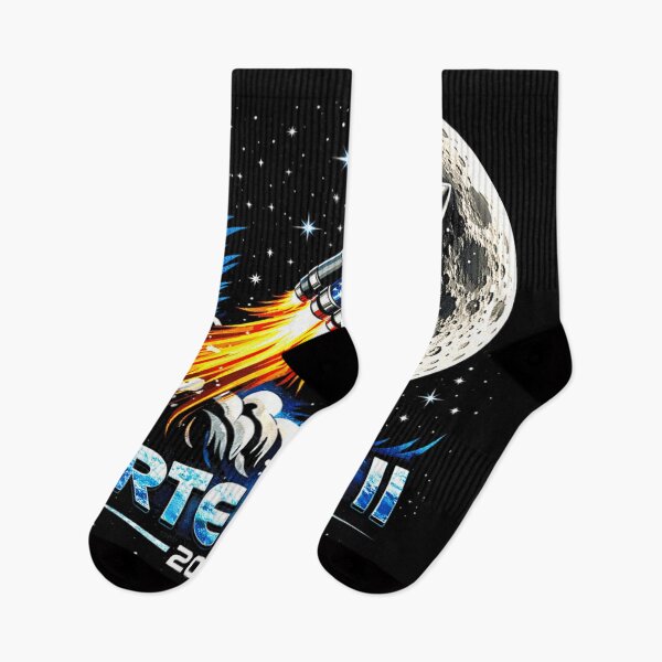 Item preview, Retro Artemis II 2026 Moon Mission USA Flag Rocket Space Exploration Art designed and sold by LizzyKeiko.