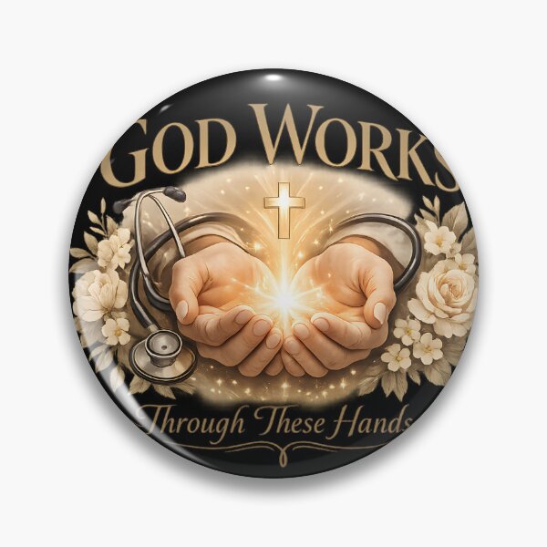 Item preview, God Works Through These Hands – Nurse Faith Stethoscope designed and sold by CottonFirst.