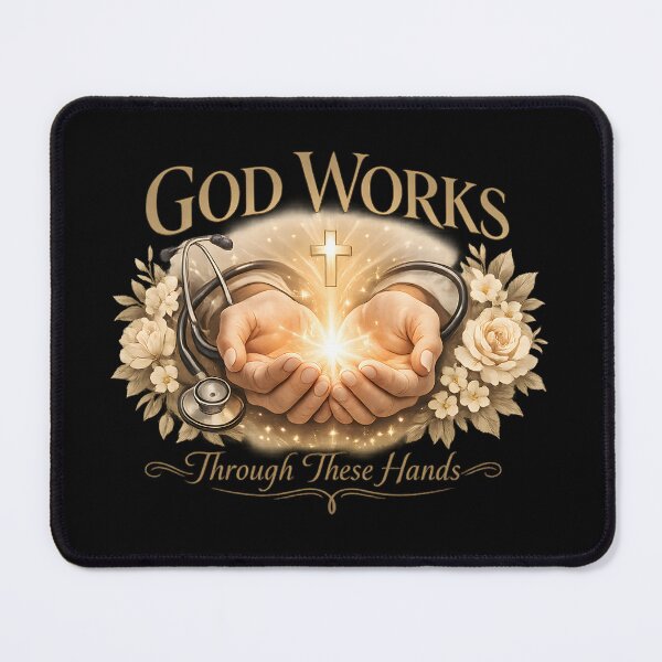 Item preview, God Works Through These Hands – Nurse Faith Stethoscope designed and sold by CottonFirst.