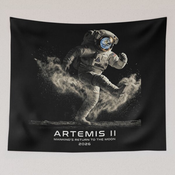 Item preview, Dynamic Action Astronaut Running On Moon Surface Artemis II 2026 Space Mission designed and sold by LizzyKeiko.