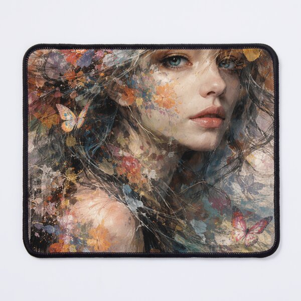 Item preview, Abstract Girl with Flowers and Butterflies designed and sold by kavionest.