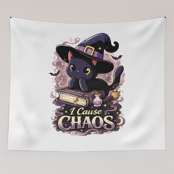 Item preview, I Cause Chaos Funny Black Cat Witch – Cute Halloween Mischief Cat Design designed and sold by CatLovers Studio.
