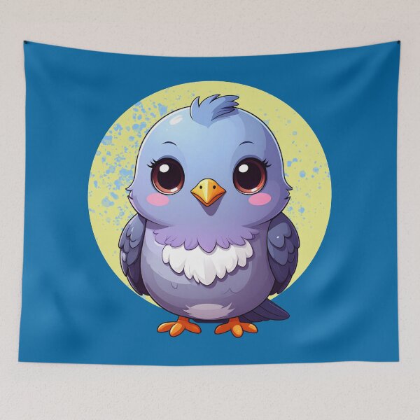 Item preview, Cute Kawaii Pigeon – Adorable Chubby Blue Bird designed and sold by TripleMoonCrafts.