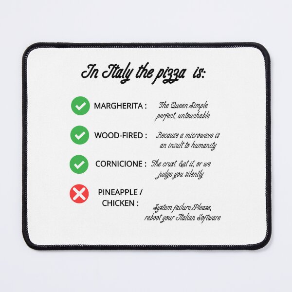 Item preview, Funny Italian Pizza Rules Checklist - Anti Pineapple Joke designed and sold by TheItaliandilemma.