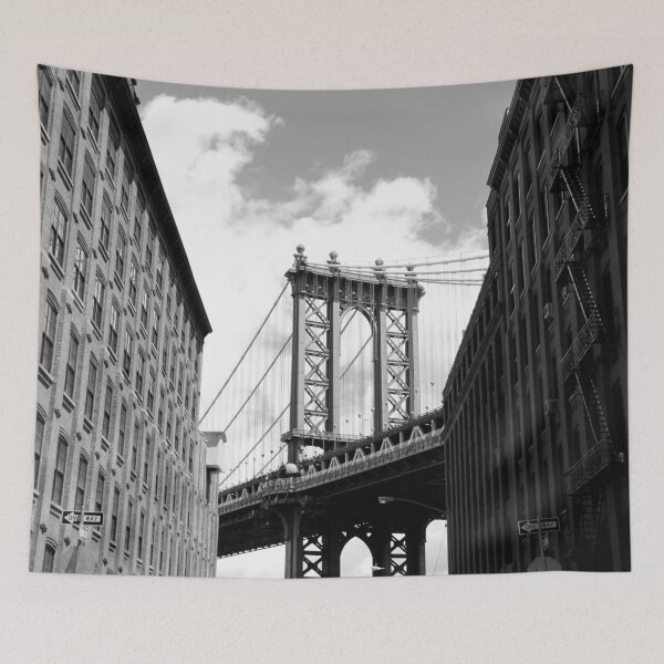 Item preview, Down under the Brooklyn Bridge, Columbia Heights, East River, Brooklyn, New York black and white photograph designed and sold by Astrid Arkhangelsky.