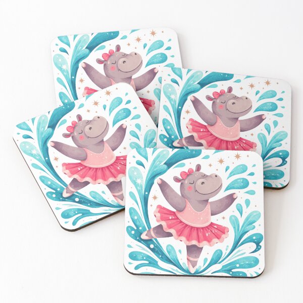 Item preview, Pink Ballerina Hippo Splash - Cute Kawaii T-Shirt  designed and sold by FatmaElhofy.
