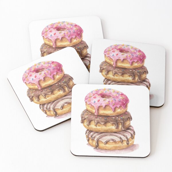Item preview, Stacked Donuts Pink Chocolate Cute Dessert Aesthetic Art designed and sold by AlisaArtDecor.
