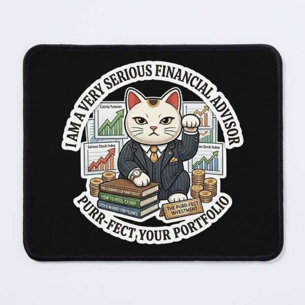 Item preview, Serious Cat Financial Advisor - Purr-fect Portfolio designed and sold by Bug by Design.