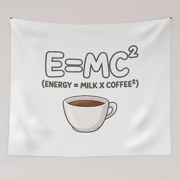 Item preview, E=MC² Energy Equals Milk x Coffee² Funny Physics designed and sold by TshirtsOnline-.