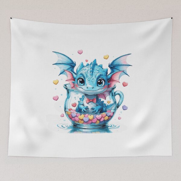 Item preview, Cute Whimsical Baby Dragon in Teacup Valentine's Day Sublimation Art designed and sold by AQUILAKREO.