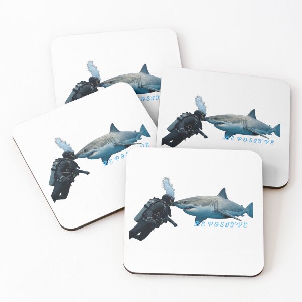 Item preview, Be Positive – Fearless Diver Facing a Shark | Motivational Ocean Design designed and sold by MinimalMuse Designs.