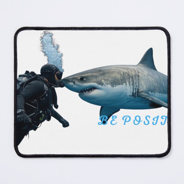 Item preview, Be Positive – Fearless Diver Facing a Shark | Motivational Ocean Design designed and sold by MinimalMuse Designs.