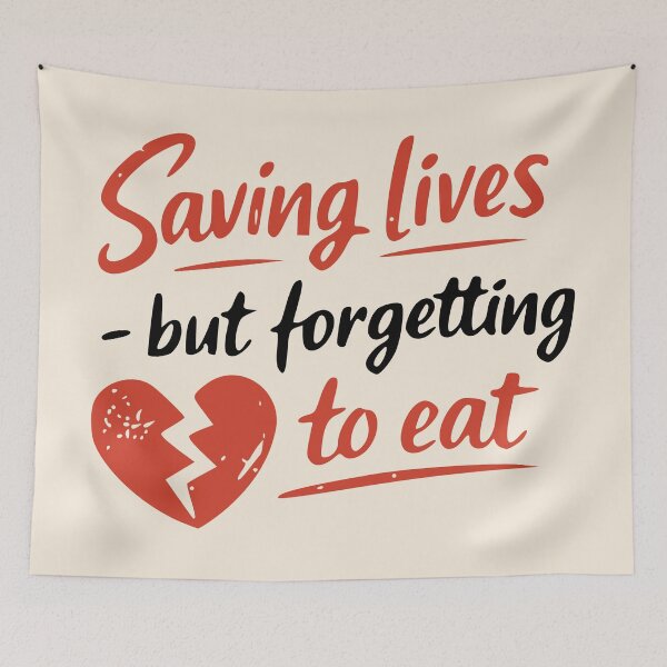 Item preview, Saving Lives but Forgetting to Eat – Nurse Humor – Nurse Insider Joke Funny Quote Sticker – Coffee Lover Humor Design, Chaos Life Aesthetic, Work Hustle Energy Gift designed and sold by VectorJoy.