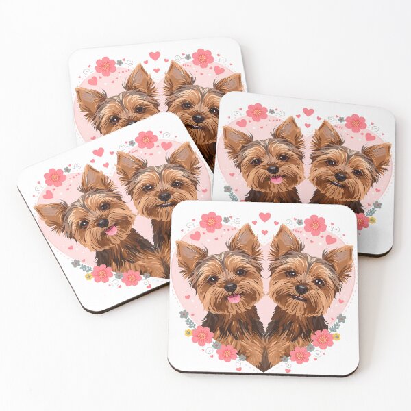 Item preview, Yorkshire Terrier with flowers and hearts designed and sold by TanyaLovus.