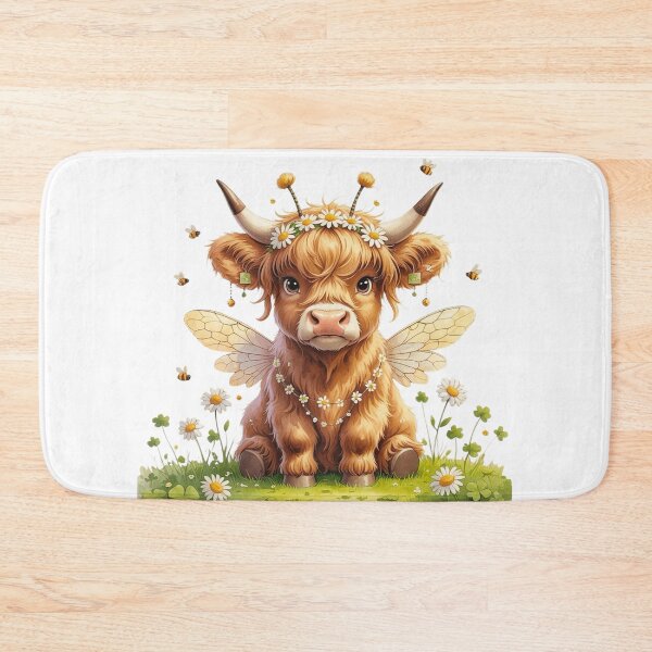 Item preview, Cute Highland Cow Fairy with Bee Wings and Daisies Watercolor designed and sold by AQUILAKREO.