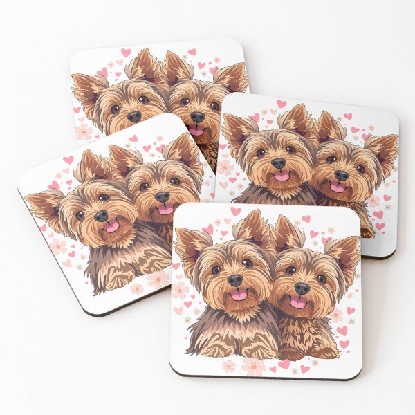 Item preview, Yorkshire Terrier with flowers and hearts designed and sold by TanyaLovus.