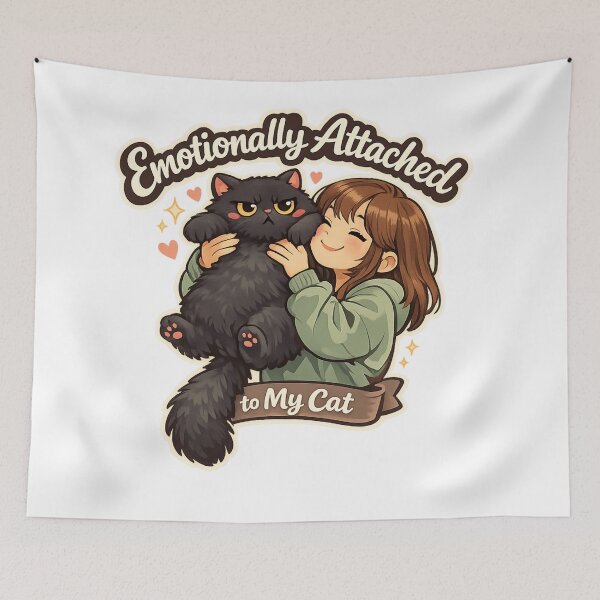 Item preview, Emotionally Attached to My Grumpy Black Cat designed and sold by Ora-kuro.