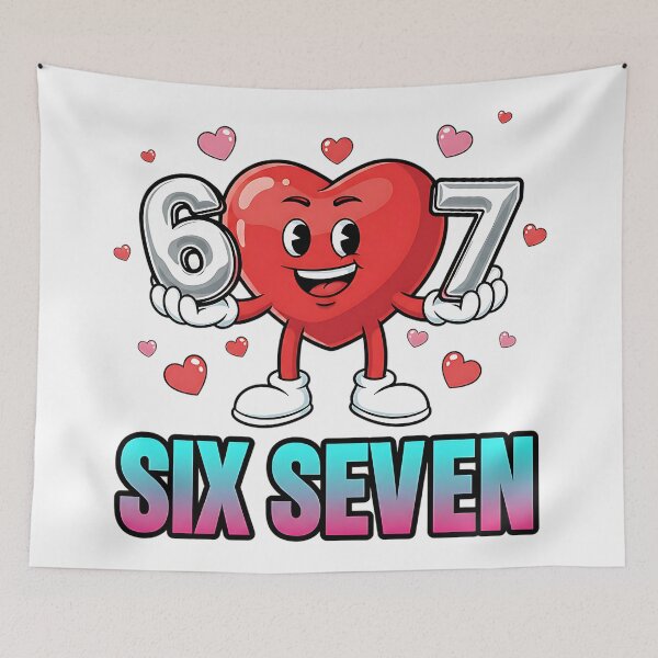 Item preview, funny six seven 6 7 meme sarcastic heart design designed and sold by ArtDesignTp.