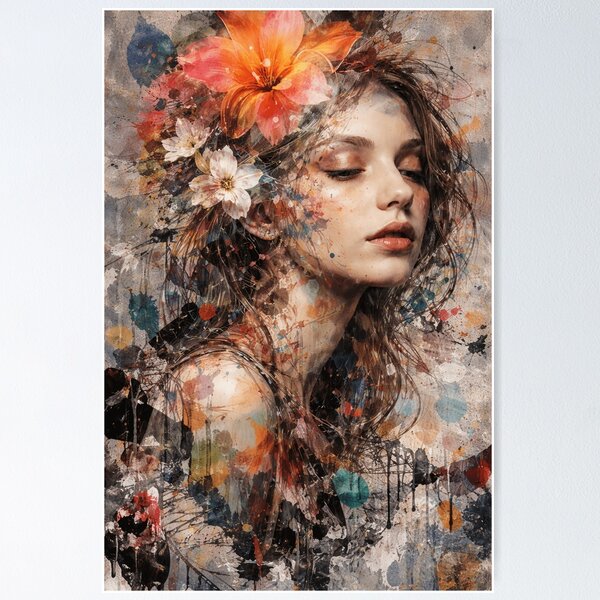 Item preview, Soft Abstract Girl with Flowers designed and sold by kavionest.