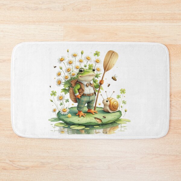 Item preview, Whimsical Frog and Snail Adventure on Lily Pad Boat Watercolor designed and sold by AQUILAKREO.