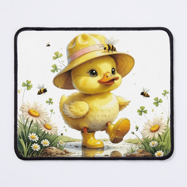 Item preview, Cute Duckling in Rain Boots and Hat Splashing in Puddle designed and sold by AQUILAKREO.