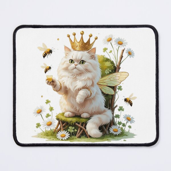 Item preview, Queen Bee White Persian Cat with Crown and Fairy Wings designed and sold by AQUILAKREO.