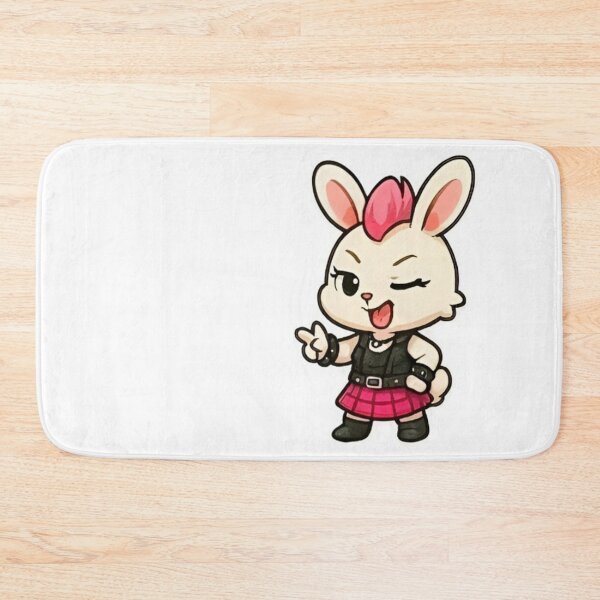 Item preview, Kawaii Punk Rock Bunny Sticker – Cute Cartoon Rabbit with Red Guitar, Leather Outfit and Studs designed and sold by Good Vibes .