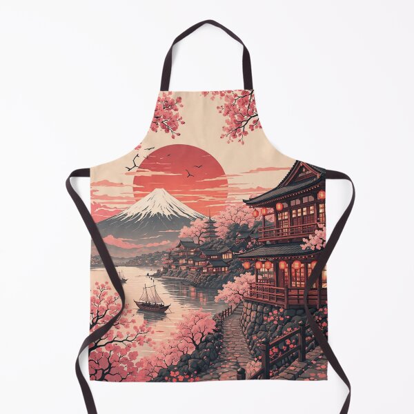 Item preview, Temple by River with Red Sun designed and sold by veralique.
