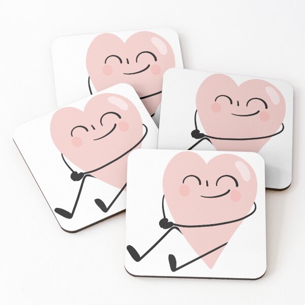 Item preview, Cute Kawaii Pink Heart Character Sitting and Smiling Art designed and sold by meri3465.
