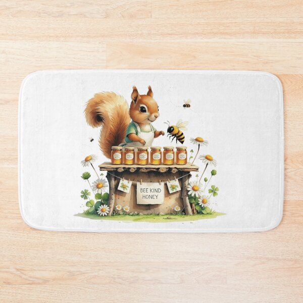 Item preview, Bee Kind Honey Squirrel at Farmers Market Stall Watercolor designed and sold by AQUILAKREO.