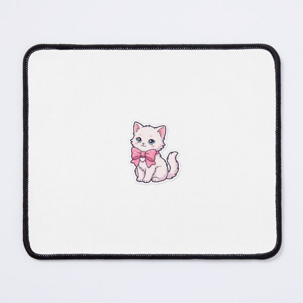 Item preview, Kawaii Pink Bow White Kitten Sticker designed and sold by Stikersmaker1.