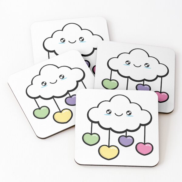 Item preview, Cute Kawaii Cloud with Colorful Hanging Hearts Art designed and sold by meri3465.