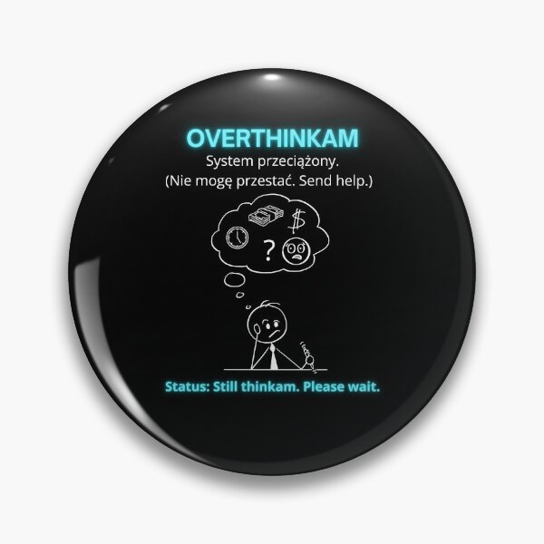 Item preview, Black Overthinkam - Funny Polinglish Mental Health Humor Gift System Przeciążony designed and sold by VibePolinglish.