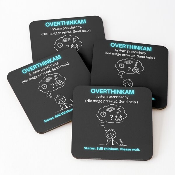 Item preview, Black Overthinkam - Funny Polinglish Mental Health Humor Gift System Przeciążony designed and sold by VibePolinglish.