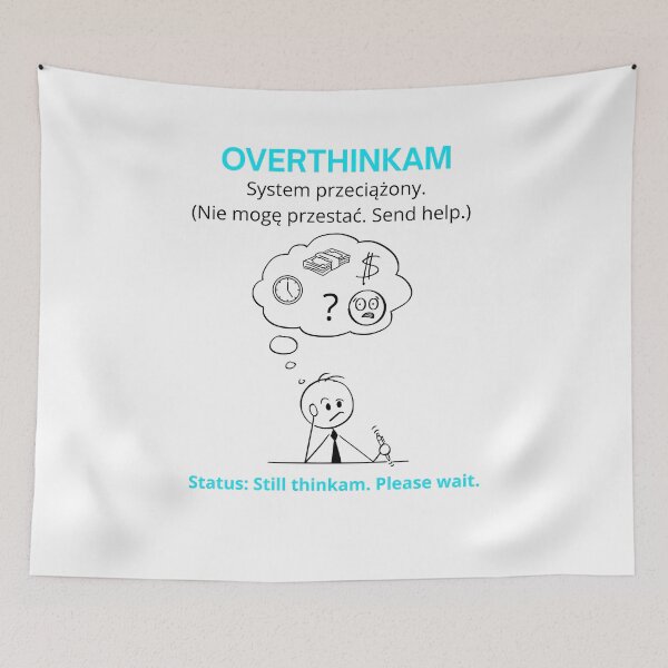 Item preview, White Overthinkam - Funny Polinglish Mental Health Humor Gift System Przeciążony designed and sold by VibePolinglish.