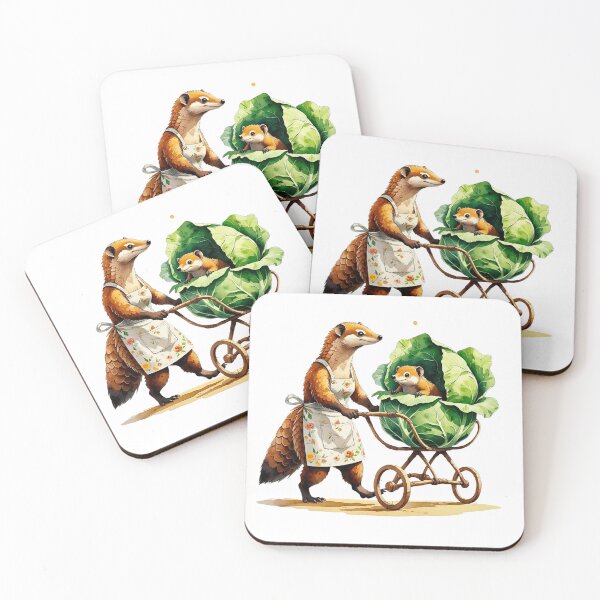 Item preview, ute Badger Mom Pushing Baby in Cabbage Stroller Watercolor designed and sold by AQUILAKREO.