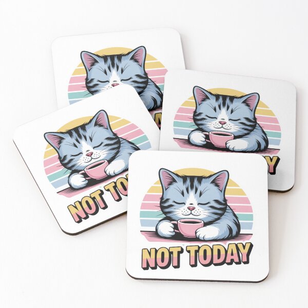 Item preview, Vintage Cat Drinking Coffee - Not Today Funny Sticker designed and sold by FluffiPopo.