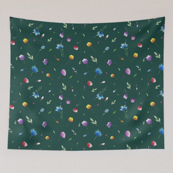 Item preview, Floral Minimal Patten Dark Green background designed and sold by VitSArt.