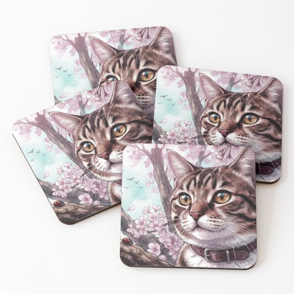 Item preview, Retro Halftone Sakura Tabby Cat in Cherry Blossom Tree designed and sold by AmaWearDesign.
