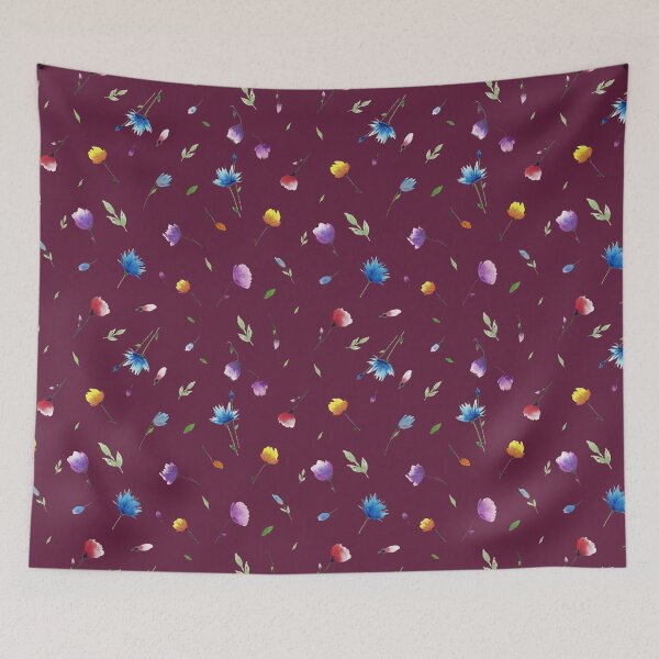 Item preview, Floral Minimal Patten Dark Pink background designed and sold by VitSArt.