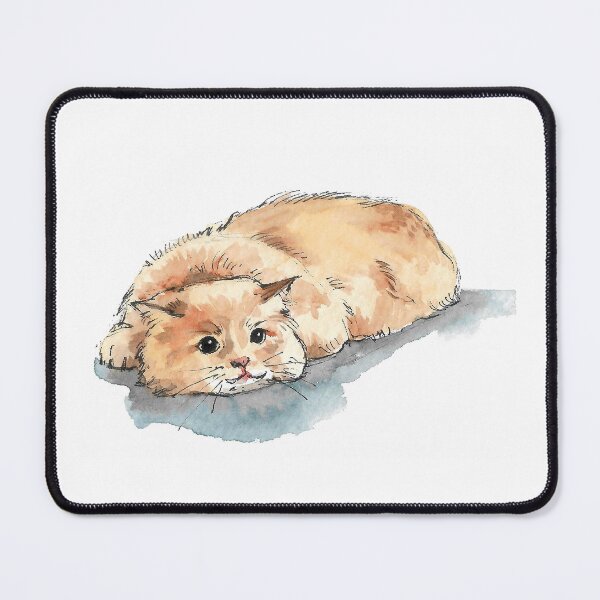 Item preview, Fluffy Ginger Cat Looking Up Cute Watercolor Pet Portrait designed and sold by Cjartgallery.